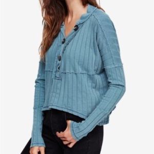 Free People In the Mix Ribbed Henley Top